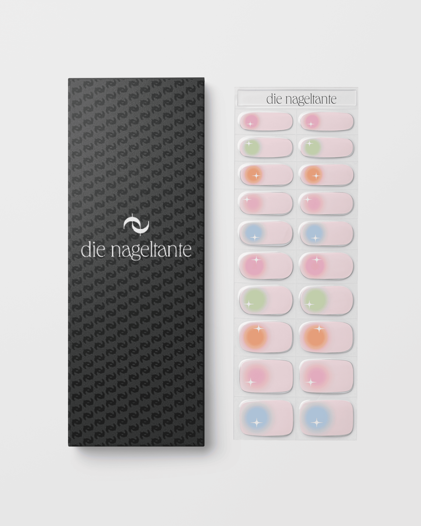 Verpackung der Candy Pop UV Gel Wraps mit Übersicht der enthaltenen Pastell-Ombre-Designs.