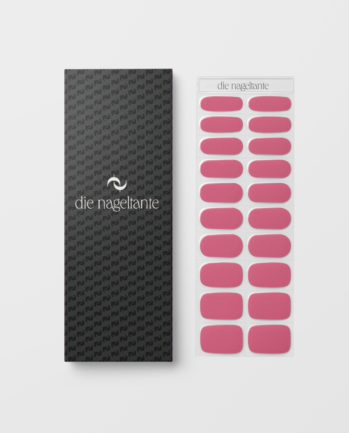 Produktbogen UV Gel Wraps Peachy Pink – 20 Streifen Semi-Cured in kräftigem Pink.