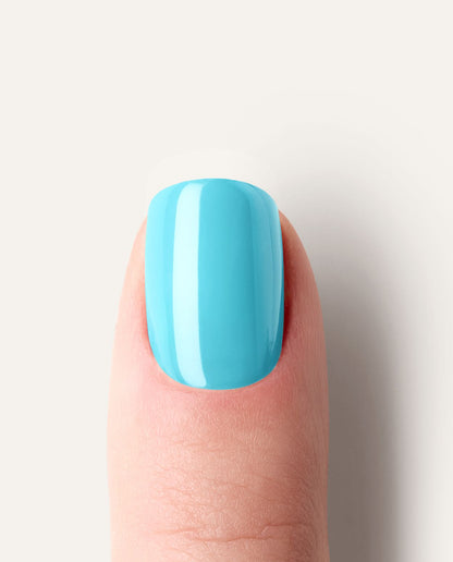 Detailaufnahme Nagel – Icebreaker Türkisblau glänzend.