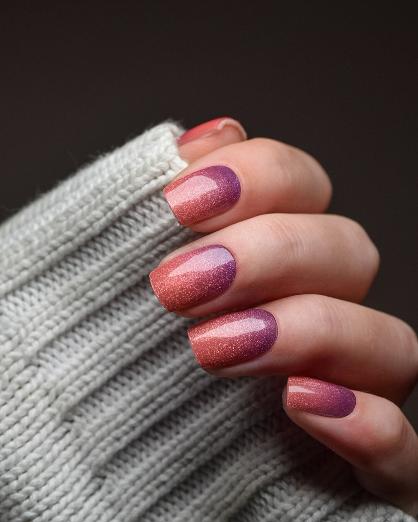 UV Gel Wraps Nougatkuss – warme Nougat- und Beerentöne mit Cat-Eye-Effekt
