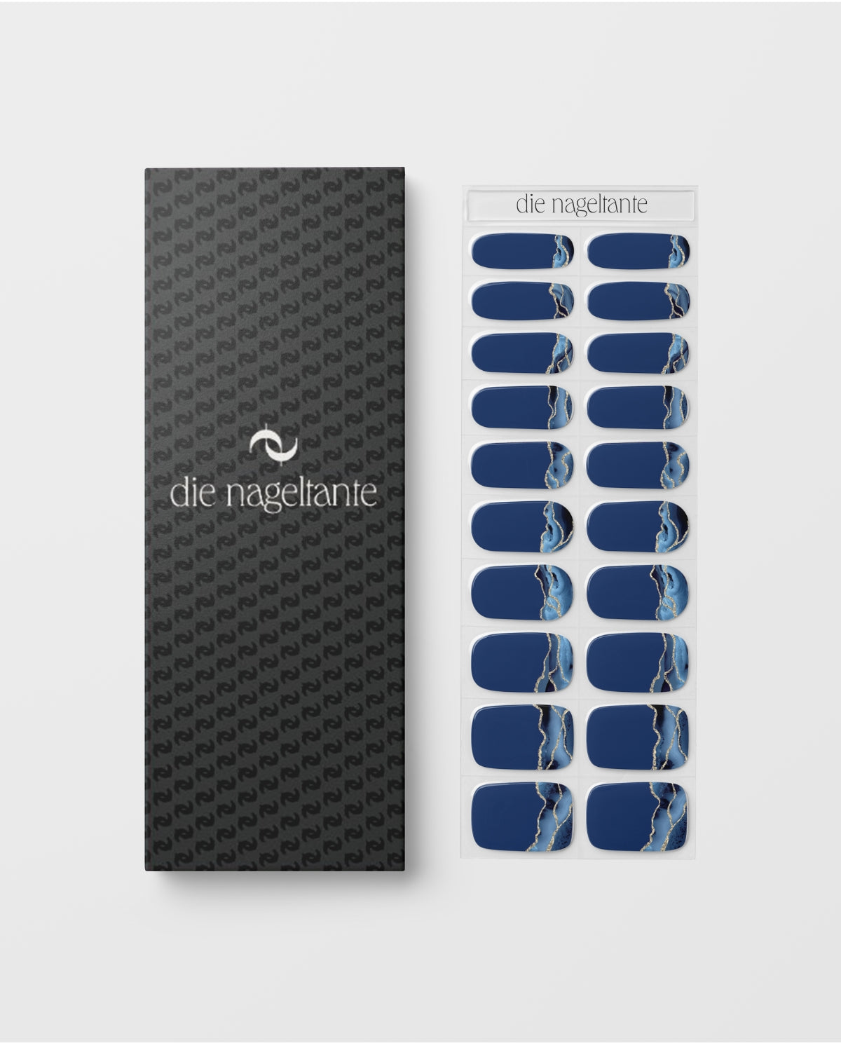 UV Gel Wraps Cosmic Wave – Blaue Nailwraps mit Muster und Glitzer - Verpackung der Nail Wraps