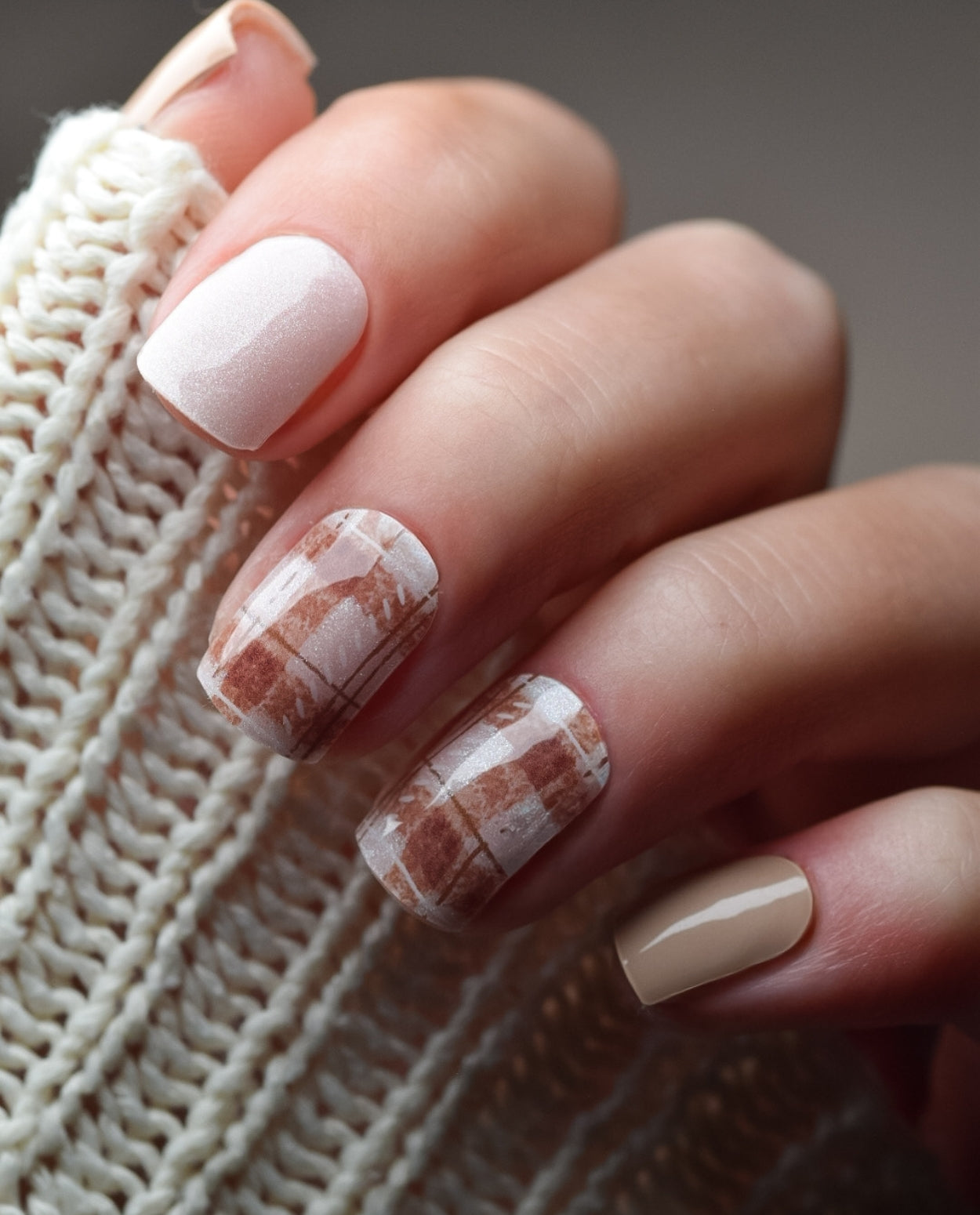 Anwendung der UV Gel Wraps – die selbstklebenden Folien werden auf den Nagel aufgebracht und unter UV-Licht ausgehärtet für ein perfektes Studio-Finish.
