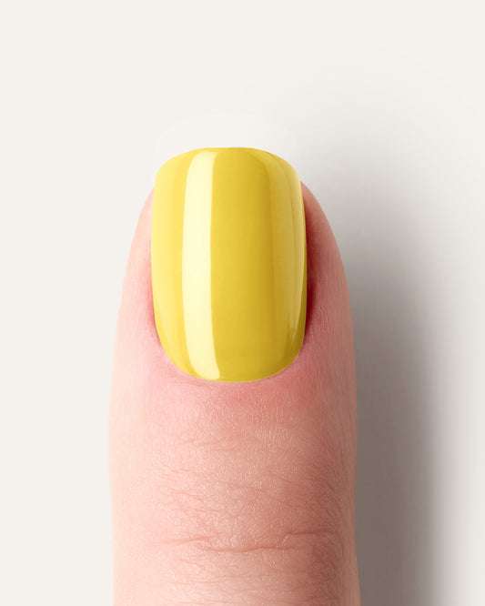 Mustard Pop UV Gel Wraps – kräftiger Senfgelbtton mit modernem, leuchtendem Finish.
