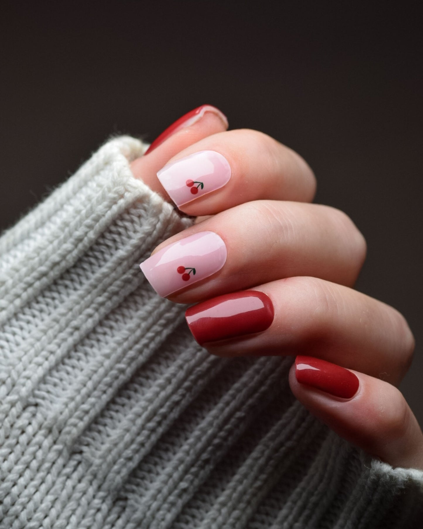 UV Gel Wraps Love Cherries – Rosé- und Kirschrottöne mit verspieltem Kirschmotiv